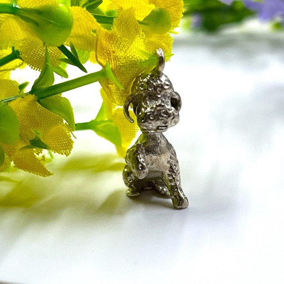 925 Sterling Silver Vintage 2920s England ED Hallmarked Poodle Pendant 7.22g - Picture 7 of 9